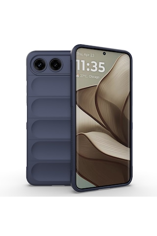 Tecno Spark 40 5g Kılıf Darbe Emici Esnek Tpu Oyuklu Arka Yüzey Tasarımlı Etnik Silikon Kapak Lacivert