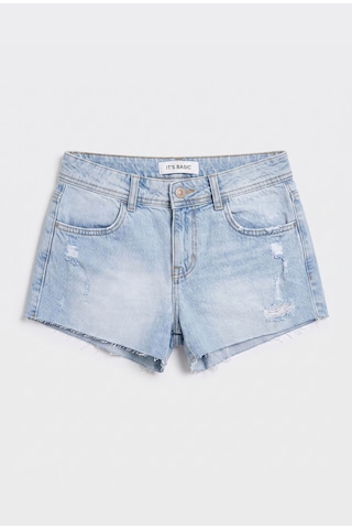 Itsbasic Kadın Ice 12s6-3 Mini Mom Arkadan Cepli %100 Koton Denim Şort Ice Rengi