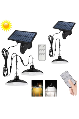 Güneş Enerjili Su Geçirmez 2 Ampullu Sarkıt Bahçe- Çardak Aydınla