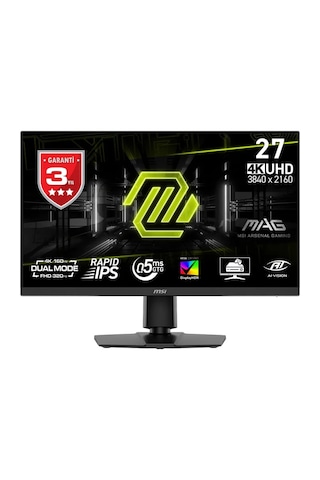 Msı Mag 272urdf E16 27 Dual Cozunurluk 4k 160hz - Fhd 320hz 0.5ms Hdmı Dp Hdr 400 Amd Freesync Premium Rapid Ips Gaming Monitor