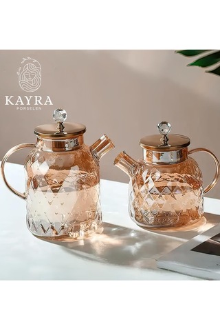 Kabartmalı Borosilikat Cam Demlik 1000ml Royaleks-cm-2006 Asorti