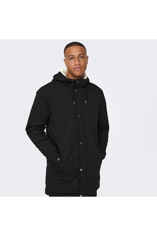 Only&sons Alexander Life Erkek Siyah Kapüşonlu Mont Siyah