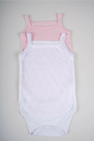 İp Askılı Jakarlı Klimalı 2li Çıtçıtlı Badi Zıbın Pembe-Beyaz