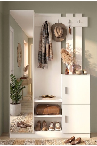Yurudesign Roger Vestiyer Portmanto Ayakkabılık Beyaz DD7-W