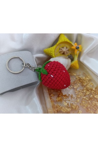 Sevimli Çilekli Anahtarlık Amigurumi Örgü Anahtarlık Ve Çanta Aksesuarı Çok Renkli