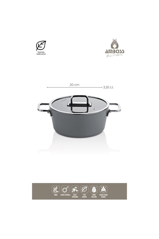 Amboss Sera Nova 7 Parça Seramik Tencere Tava Seti Gri