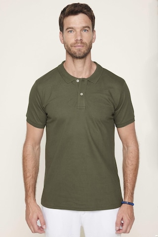 Tudors Erkek Slim Fit Dar Kesim Pamuklu Yumuşak Dokulu Serin Tutan Kumaş Düz Pike Haki Polo Yaka Tişört-30767-Haki