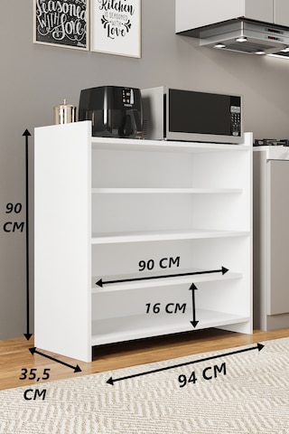 Ae-3060 Forum Beyaz 4 Kapaklı, 4 Raflı, Çok Amaçlı Dolap,ayakkabı