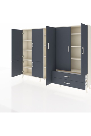 Arges Dolap 12 Raflı 2 Çekmeceli 7 Kapaklı 220x30x163 Aytaşı-antr Aytaşı-antrasit