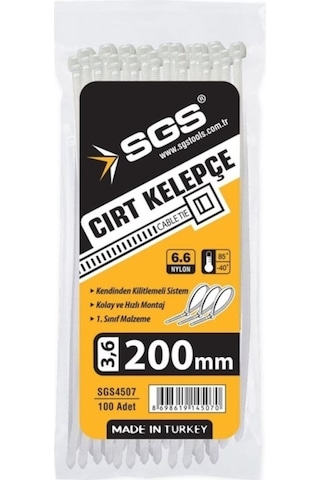 Sgs Cırt Kelepçe 3,6 X 200 Mm Beyaz