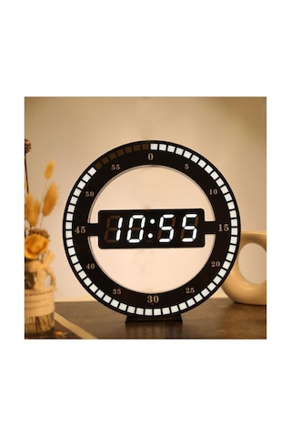 3d Led Dijital Elektronik Modern Duvar Ve Masa Saati Siyah