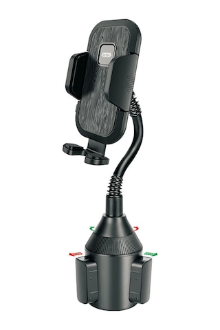 Araç İçi Bardaklık Girişi Telefon Tutucu Go Des GD-HD766 Güçlü Tutuş 360 Derece Dönebilen Başlık Siyah