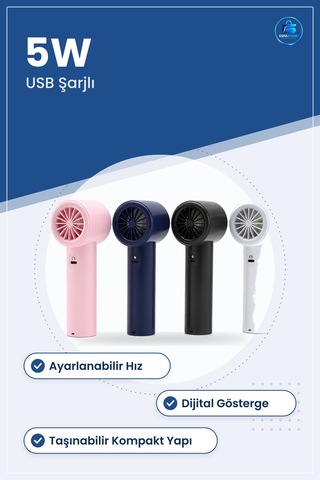 Mini El Vantilatörü Taşınabilir Ayarlanabilir Hız Dijital Gösterg