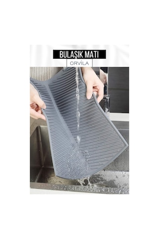 Silikon Bulaşık Kurutma Matı Maxi Boy 44x33cm Silikon Gri Diğer