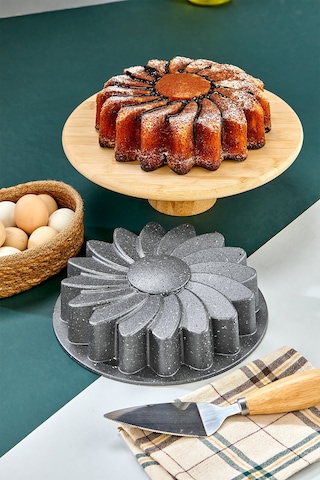 Polochef Yasemin Döküm Granit Kek Kalıbı Gri 26 Cm Gri