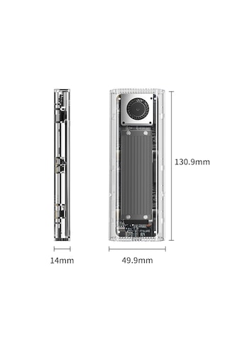 Orico Tcm2-g20 Usb 3.2 Gen2, 20gbps, M.2 Nvme Ssd Uyumlu, Max. 8tb Kapasite Desteği, Şeffaf Şık Tasarım, Dahili Fanlı, Type-c Disk Kutusu Tcm2-g20