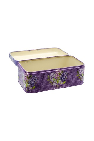 Flower Purple Desenli Metal Ekmek Kutusu, 9 Lt