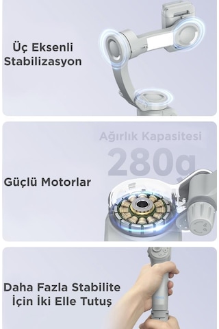 Torima M01 Gri Çok Amaçlı Gimbal Özellikli Tripod Selfie Çubuğu