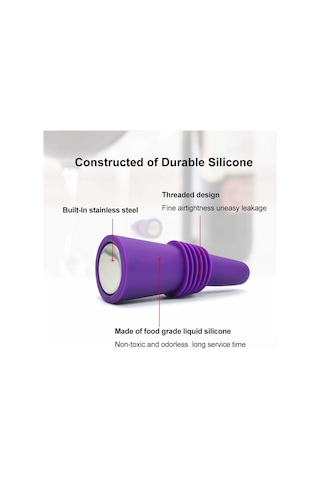 Konesam 6 Adet Yeniden Kullanıma Uygun Yemek Grubu Silikon Şarap Tıkanırcısı - Lezzeti Koru, Tüm Şişelere Uygun, El Kolu Desenli