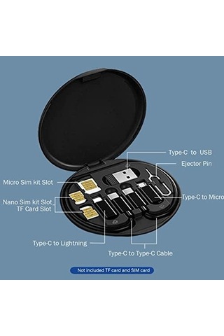 Lifcasual Usb Adaptör Kablosu Dönüştürme Saklama Kutusu Çok Ti Şarj Tı Dönüştürücü Lightning Tip C Mikro Veri Aktarım Aracı Sim Kart Yuvası İçerir Tepsi Çıkarma Pimi Telefon Tutucu Olarak Klanın