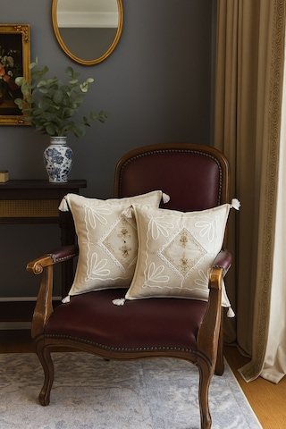 2 Adet Buldan İşi Dokuma Kırlent Kılıfı %100 Pamuklu Güpürlü Dantelli 43x43 L