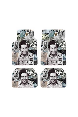 Oem Pablo Escobar Plata O Plomo Tasarımlı Dijital Baskılı 4 Parça Üniversal Halı Paspas Seti