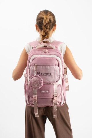 Ventis Unisex Okul Çantası Ortaokul Lise Cüzdanlı Sırt Çantası 43 30 Cm Su Geçirmez Kumaş Vnt5-e Pembe