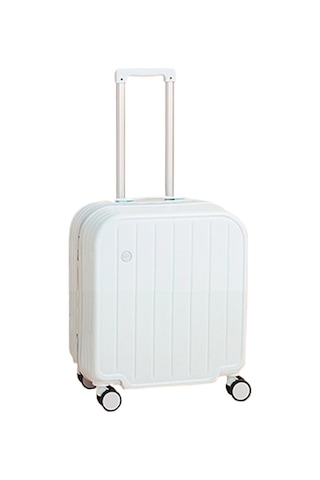 Relaxed 20 İnçlik Valiz, Hafif Kabin Valizi, Araba Evrensel Tekerlekli Seyahat Kodu Kutusu - Beyaz Beyaz