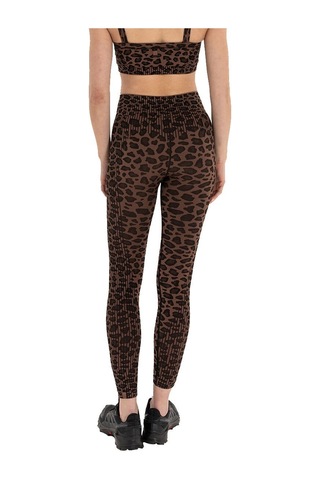 Inguz Leopar Desen Seamless Toparlayıcı Tayt Kahverengi - Siyah