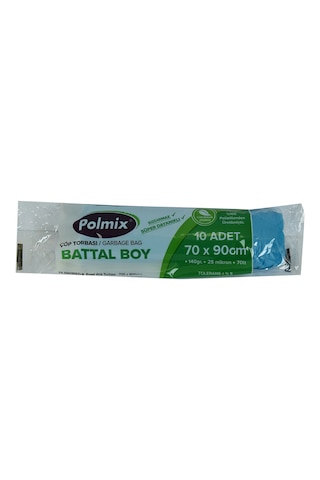 Polmix Battal Boy Çöp Torbası 70 x 90 CM 140 G 70 L Mavi Rulo 10 Adet