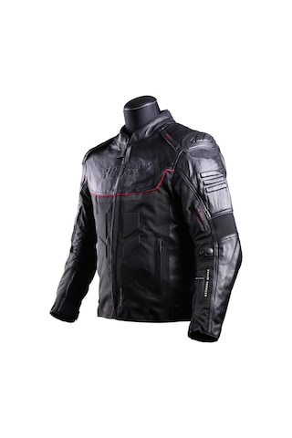 Falcon 4 Mevsim Siyah Deri Motosiklet Mont