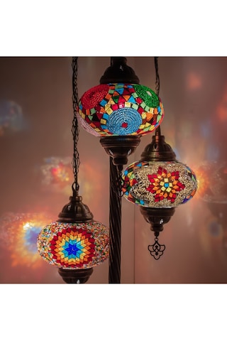 Otantik Dekoratif Mozaik Lambader, Köşe Lambası, Ayaklı Lamba