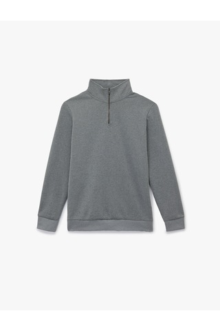 Koton Dokulu Uzun Kollu Yarım Fermuarlı Sweatshirt Antrasit 6wam70022mk Antrasit