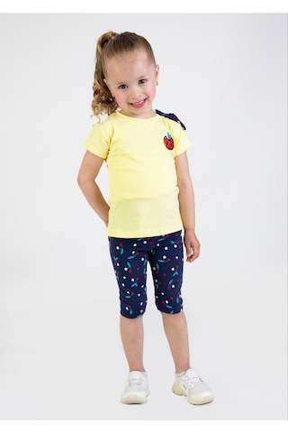 Harika Kids Kız Bebek Kaprili Kısa Kollu Apolet Baskılı Yazlık Basic Alt-üst Takım 6-24 Ay 001