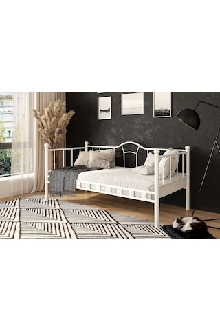 Reyo Kamelya Sedir Metal Karyola Beyaz 100x200