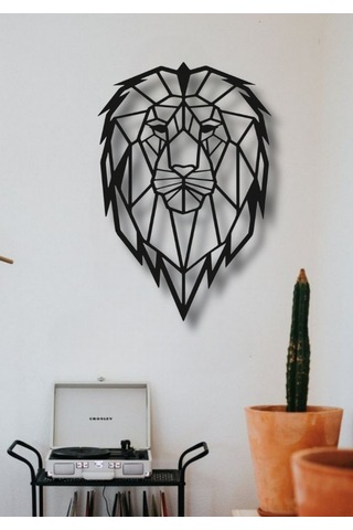 Geometrik Aslan Kafası Metal Duvar Dekoru