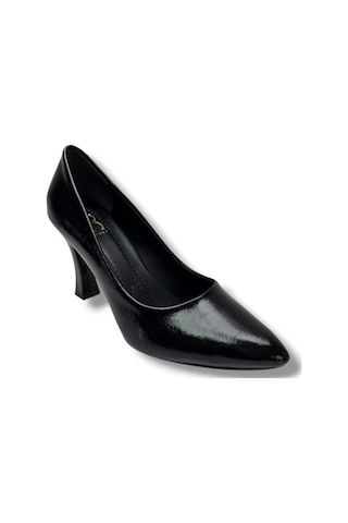 C-shoes 349-26 Kırışık Rugan Deri Kadın Stiletto Siyah