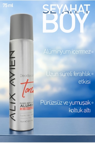 Alüminyumsuz Seyahat Boy Kadın Deodorant Sprey 75 Ml - Toria