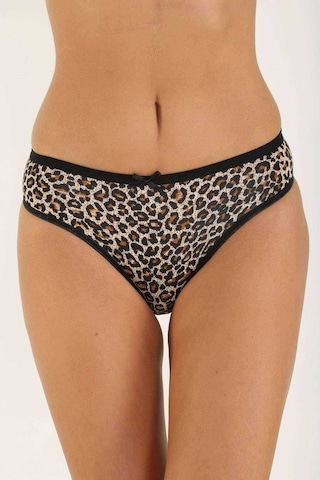 Royaleks Leopar Desenli Likralı Yumuşak Dokulu Kadın Slip Külot RYL-LEO10001 Kahverengi