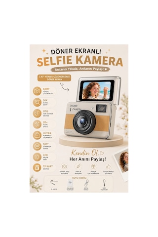 Robeve Y11 68mp Dijital Fotoğraf Makinesi 180 Döner Ekranlı Mini Selfie Kamera