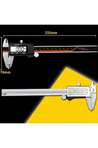 Pazly 0-150mm Dijital Elektronik Paslanmaz Çelik Gövde Sürmeli Kumpas, 3 Birim Mm/inç/f Diğer