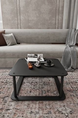 Hole Masivo Orta Sehpa 70x70 Kare Siyah Siyah