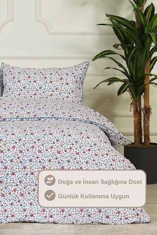 Elart Aria Nevresim Takımı Çift Kişilik Lastikli Çarşaf %100 Pamuk Ranforce Dantelli 200x220 Cm Kırmızı Kırmızı