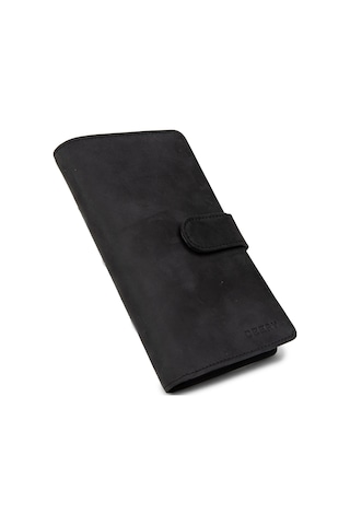 Deery Erkek Hakiki Nubuk Siyah Telefon Bölmeli Dikey Cüzdan - 00803msyhz01 Siyah