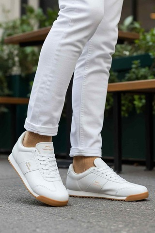 Slazenger Beyaz Bağcıklı Kaymaz Taban Erkek Sneaker Band M Beyaz