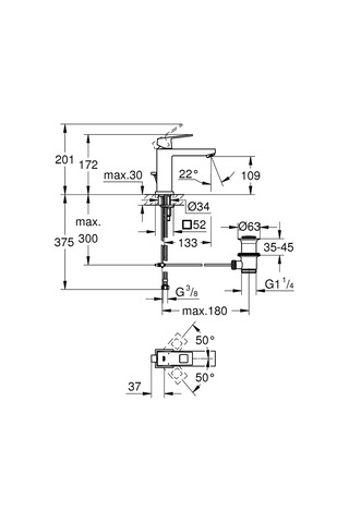 Grohe Eurocube Tek Kumandalı Lavabo Bataryası M-Boyut 23445000