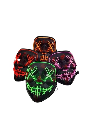 Teknodayım Led Işıklı Neon Maske Cadılar Bayramı Maskesi Korkunç Korku Maskesi