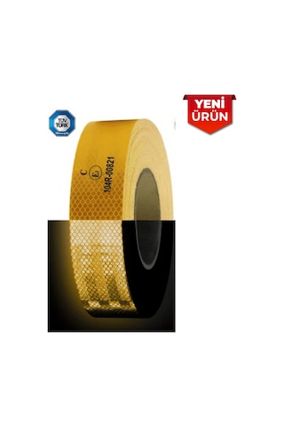 Reflektiv Petekli Fosfor Bant, Belgeli 5.5cm X 50m - Sarı 6057