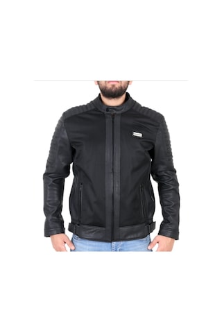 Venom Deri Motosiklet Ceketi Siyah Deri Blade Fileli Motor Ceket