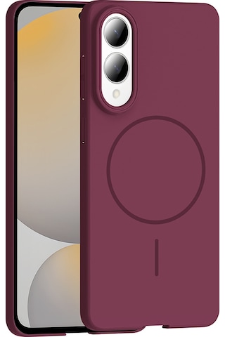 Samsung Galaxy Uyumlu S25 Edge Kılıf M-safe Şarj Özellikli Zore Ruby Sert Kapak Mürdüm